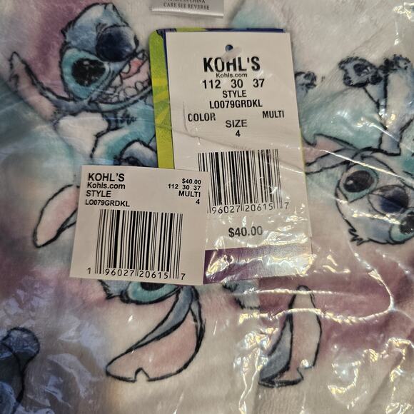 Disney's Lilo & Stitch  "Wave Stitch"  Fuzzy Robe Girls Size 4 NWT - Picture 2 of 3